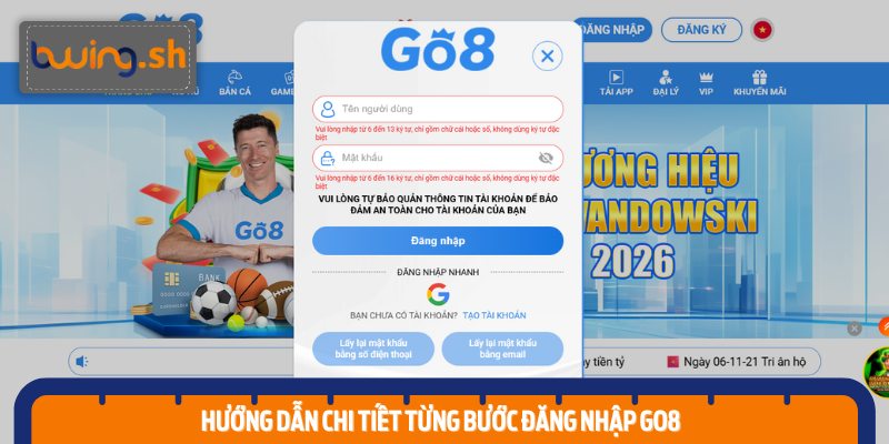 Hướng dẫn chi tiết từng bước Đăng nhập Go8